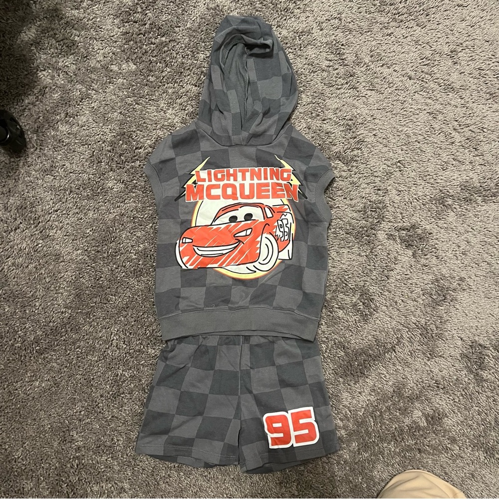 Cars Lightening McQueen Charcoal Hoodie and Shorts Set